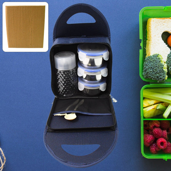 Compact Stainless Steel Airtight Lunch Box Set - 4 pcs (3 Leakproof 1 Bottle)