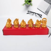 Golden Laughing Buddha Set of Six Pieces Statue for HappinessGood Luck Home Decor