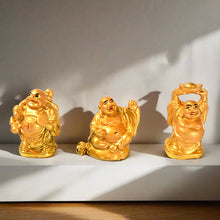Golden Laughing Buddha Set of Six Pieces Statue for HappinessGood Luck Home Decor