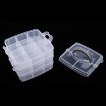 3-Tier Transparent Craft Storage Box with 18 Adjustable Compartments
