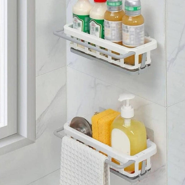 Hanging Drain Rack & Sponge Holder Basket for Kitchen Sink Storage