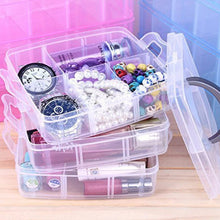3-Tier Transparent Craft Storage Box with 18 Adjustable Compartments